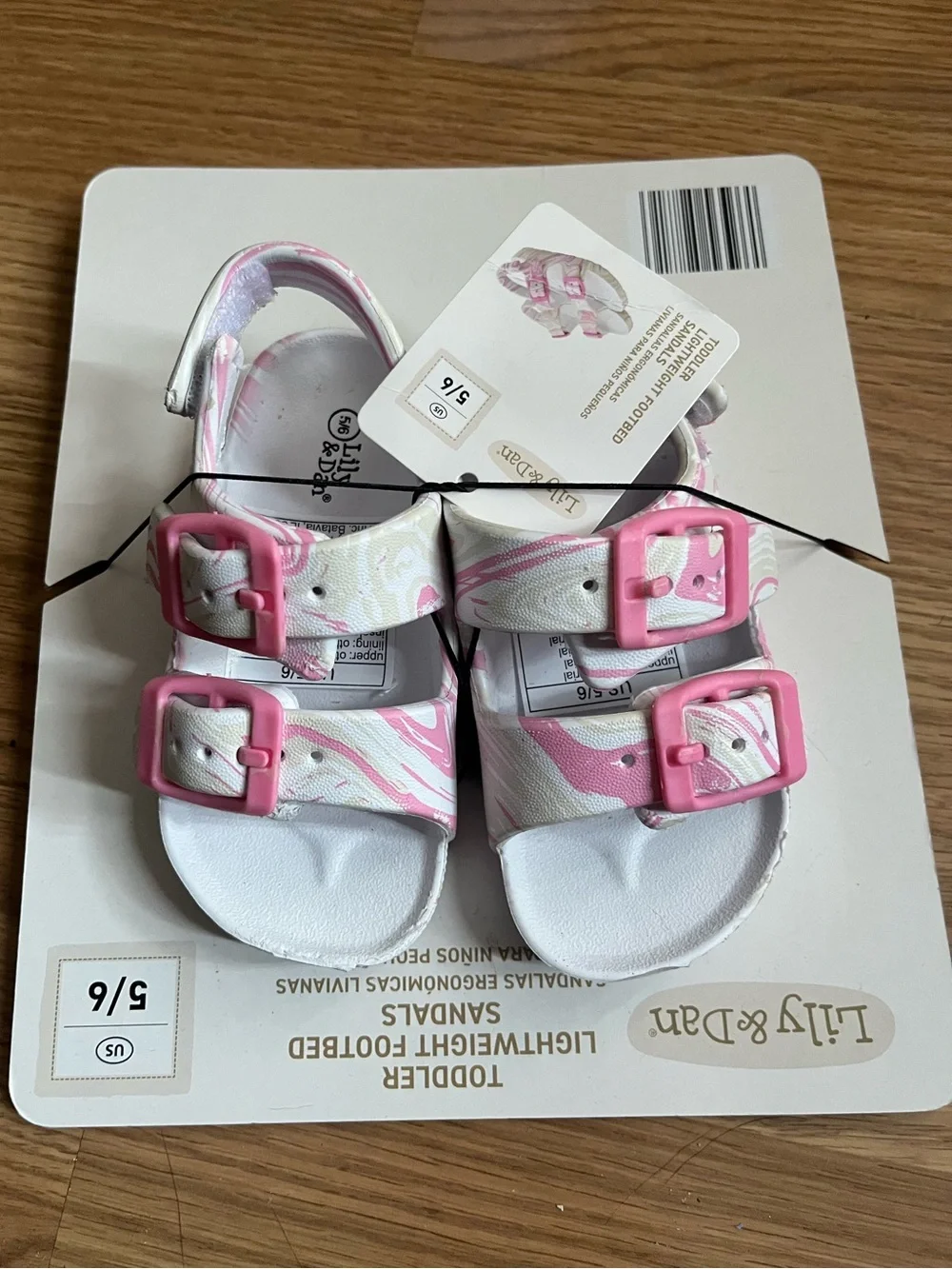 Lily & Dan Toddler Pink Marble Buckle Sandals